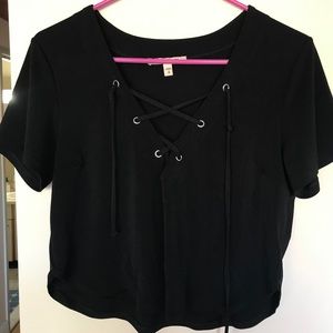 Express black strappy crop top